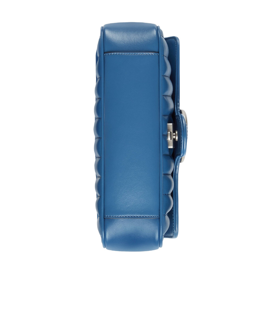Gucci Mini Leather Gg Marmont Shoulder Bag In Blue