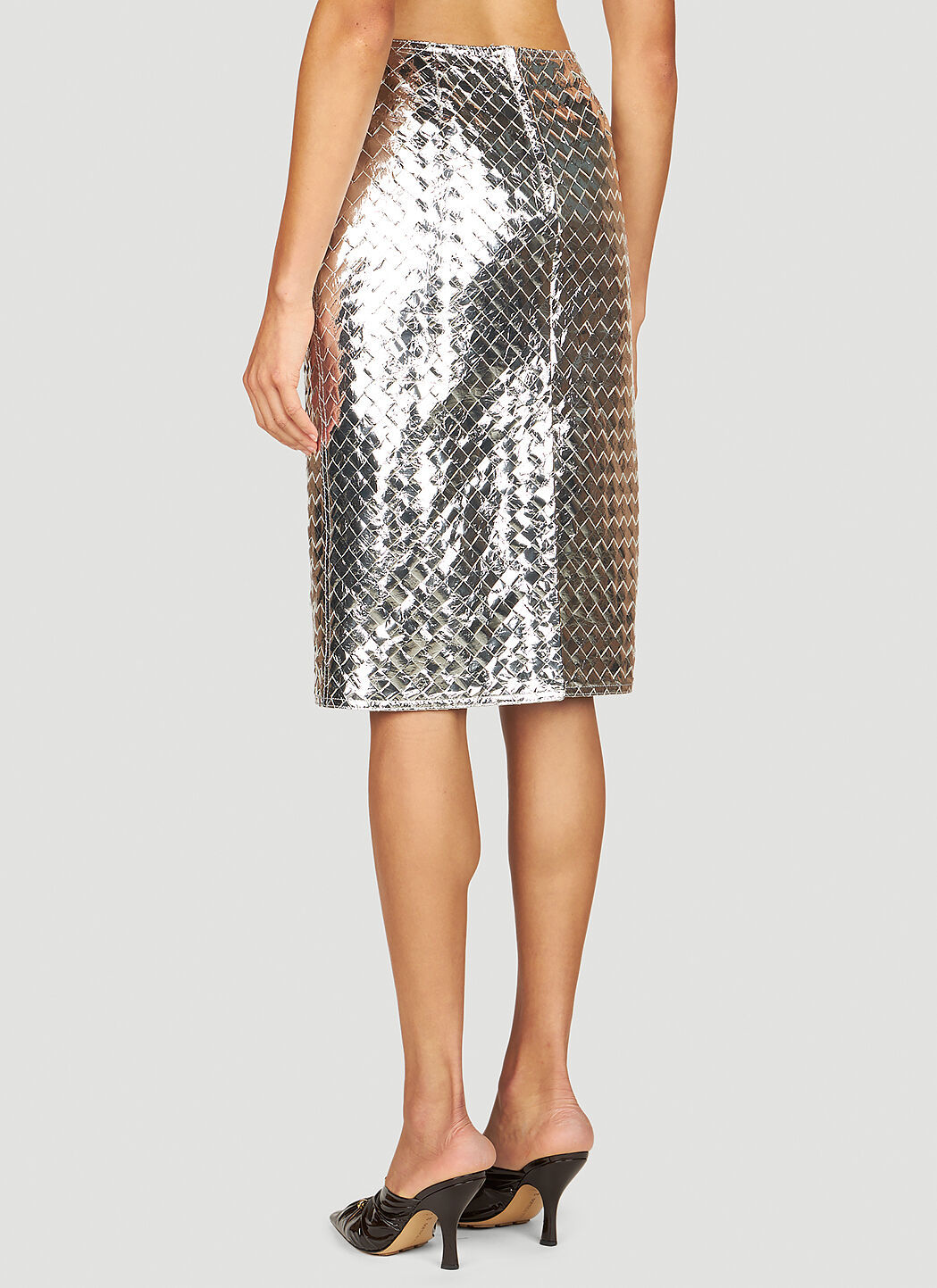 Shop Bottega Veneta Intrecciato Pencil Skirt In Multicolor