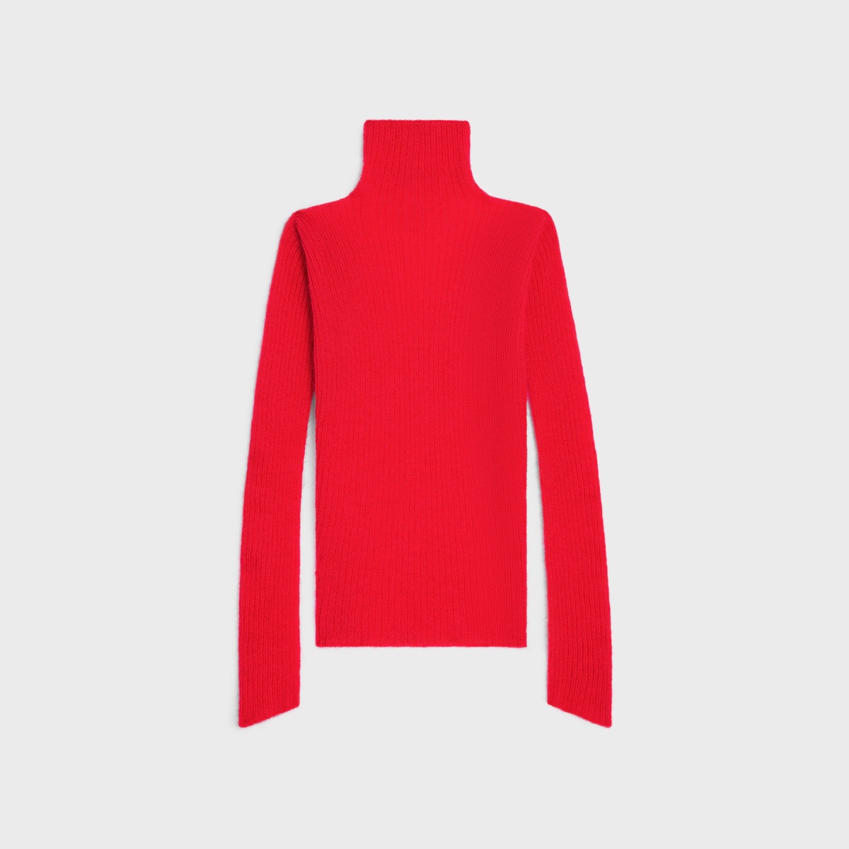 Celine Turtleneck Sweater In Ribbed Mohair And Silk In Red