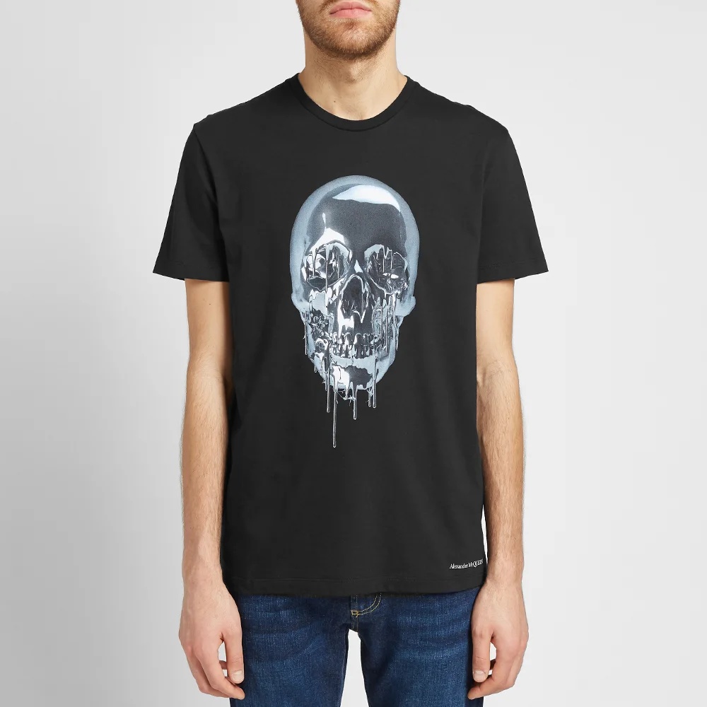 Alexander Mcqueen T-shirt With Round Neck And Short Sleeves In Black
