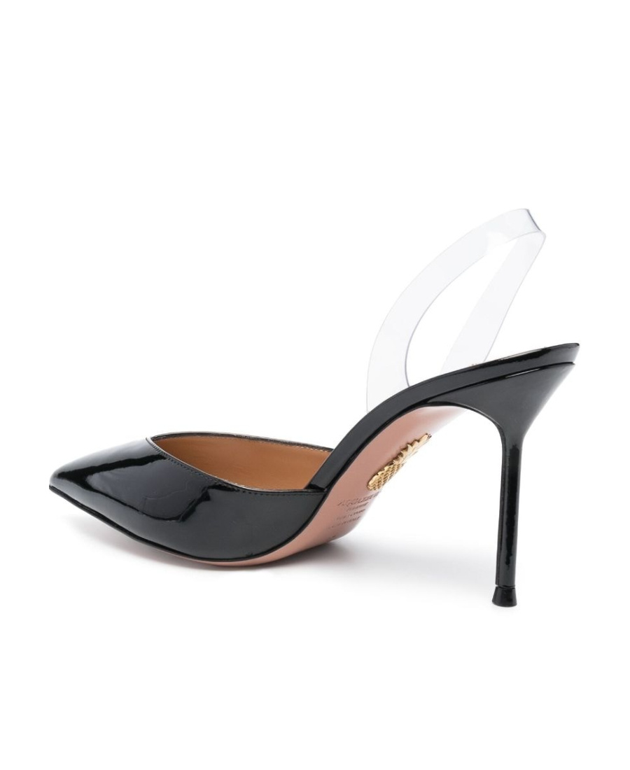 Aquazzura V Plexi 90mm Slingback Pumps In Black
