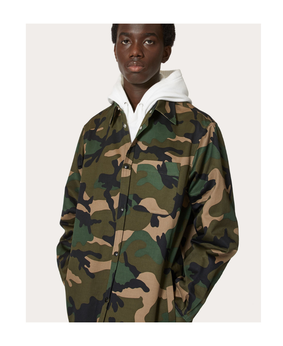 Valentino Camouflage Shirt Jacket In Brown