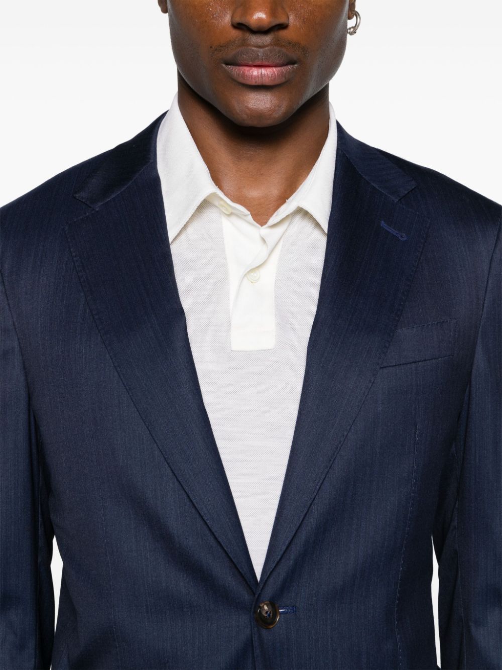 Canali Striped Wool-blend Blazer In Black