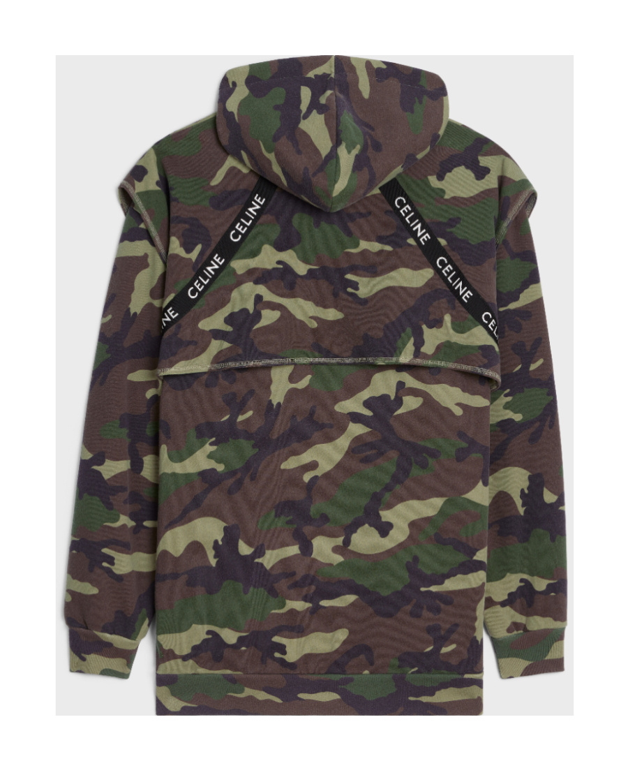 Celine Camouflage Flocking Hoodie In Black