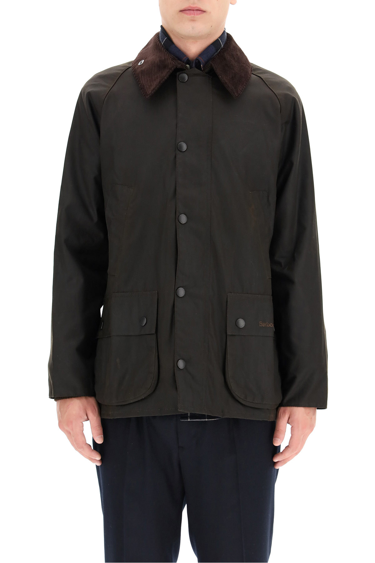 BARBOUR CONTRASTING-COLLAR ZIPPED SHIRT JACKET