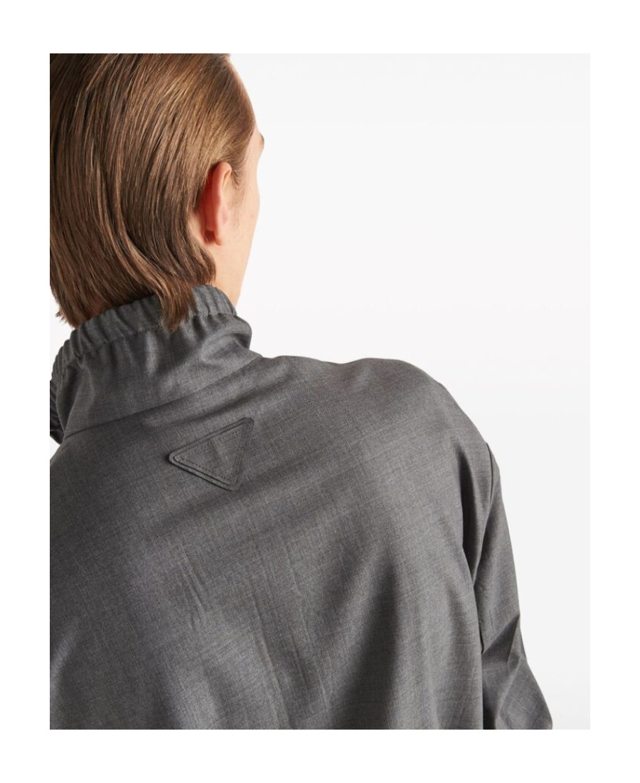 Shop Prada Wool Blouson Jacket In Gray