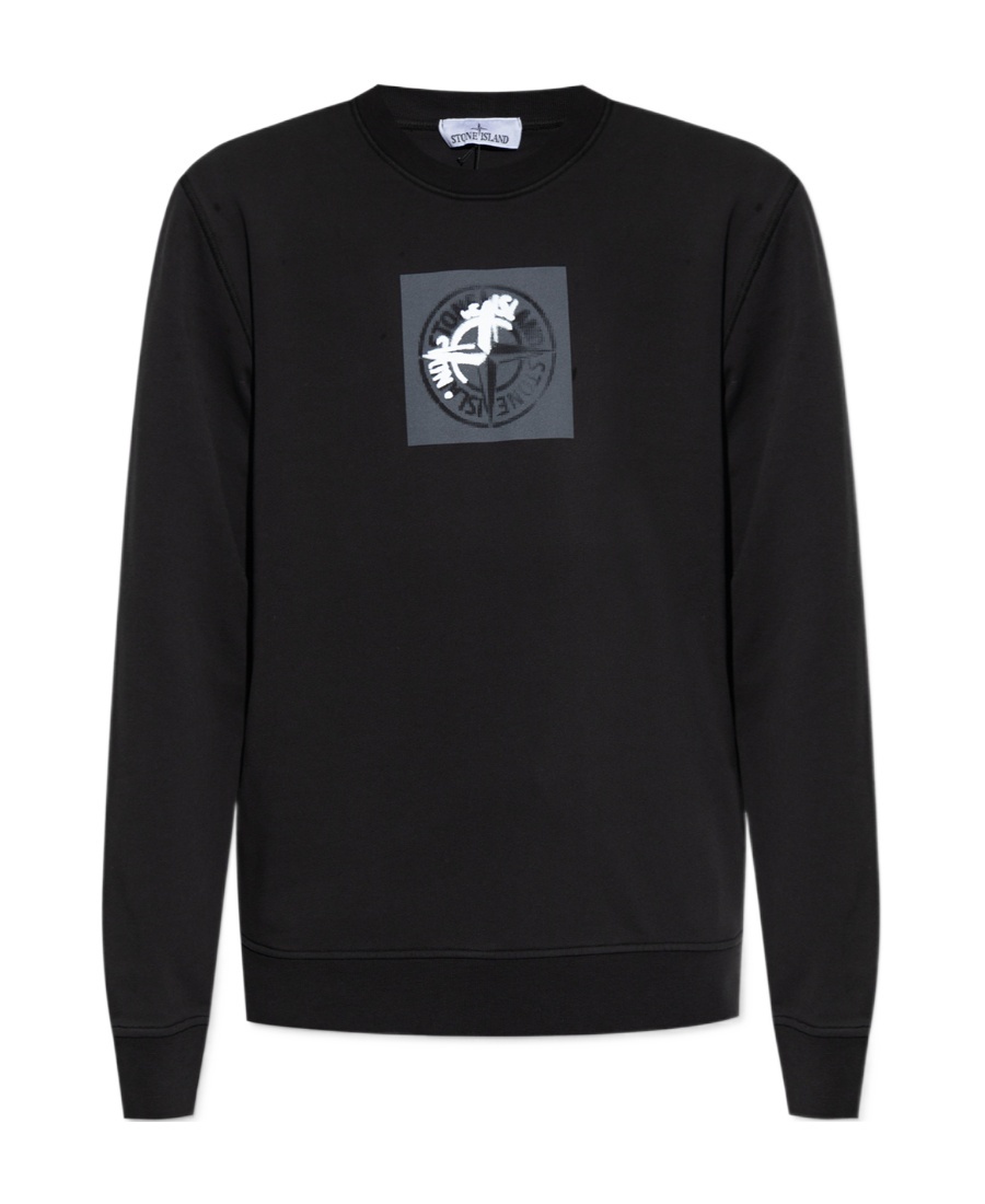 Stone Island Logo-print Cotton Sweatshirt In Black