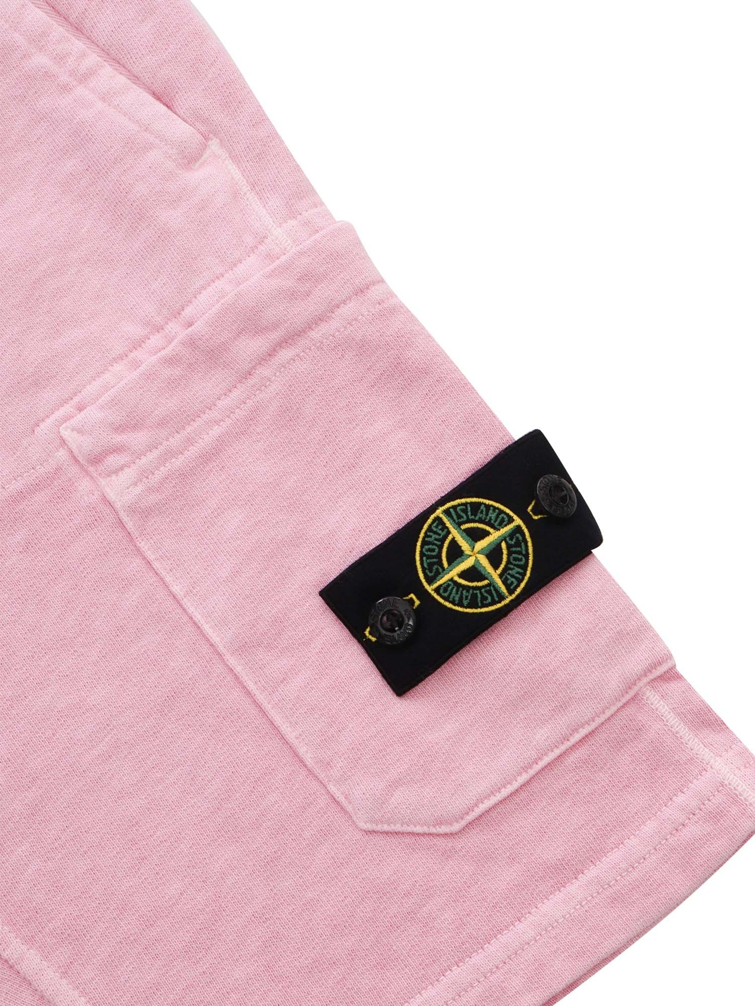 Stone Island Pink Fleece Bermuda Shorts In Pink