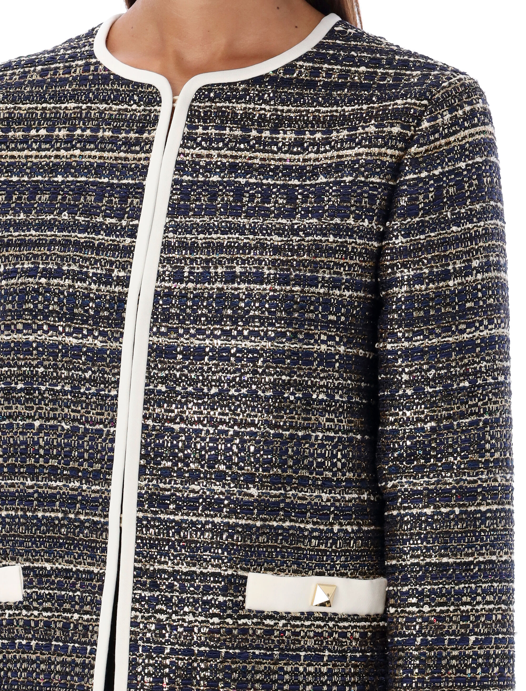 Valentino Tweed Party Long-sleeve Jacket In Black