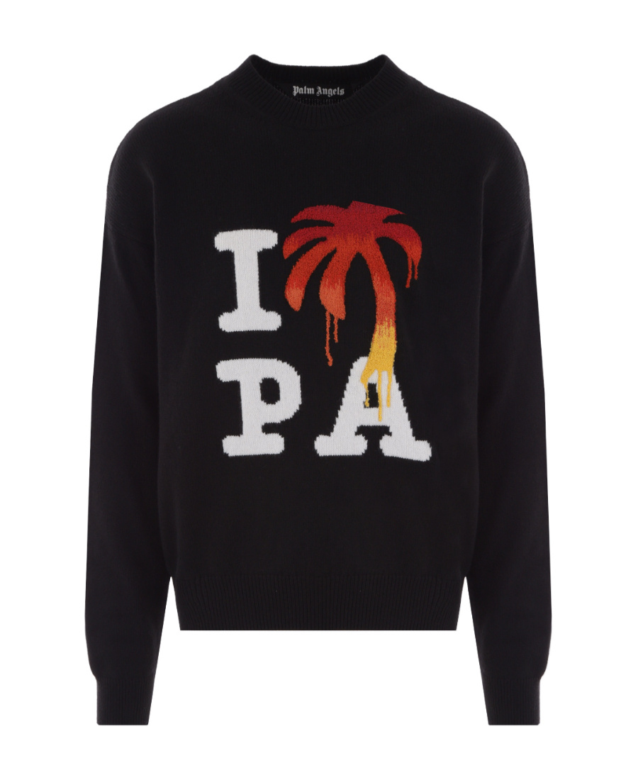 Palm Angels I Love Pa Wool Blend Sweater In Black