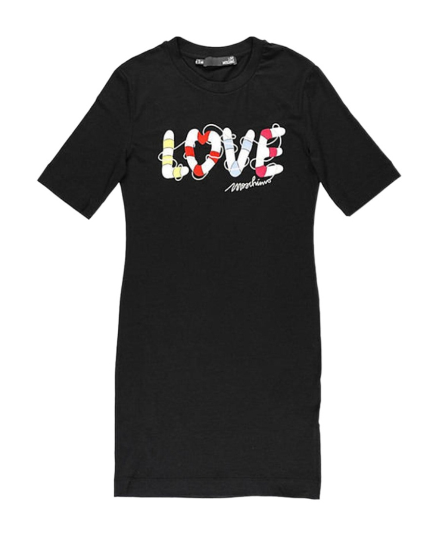 Moschino Round Neck Short-sleeved Dress In Black