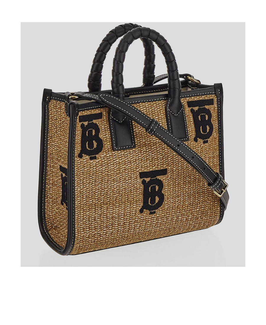 Burberry Mini Freya Woven Tote Bag In Black