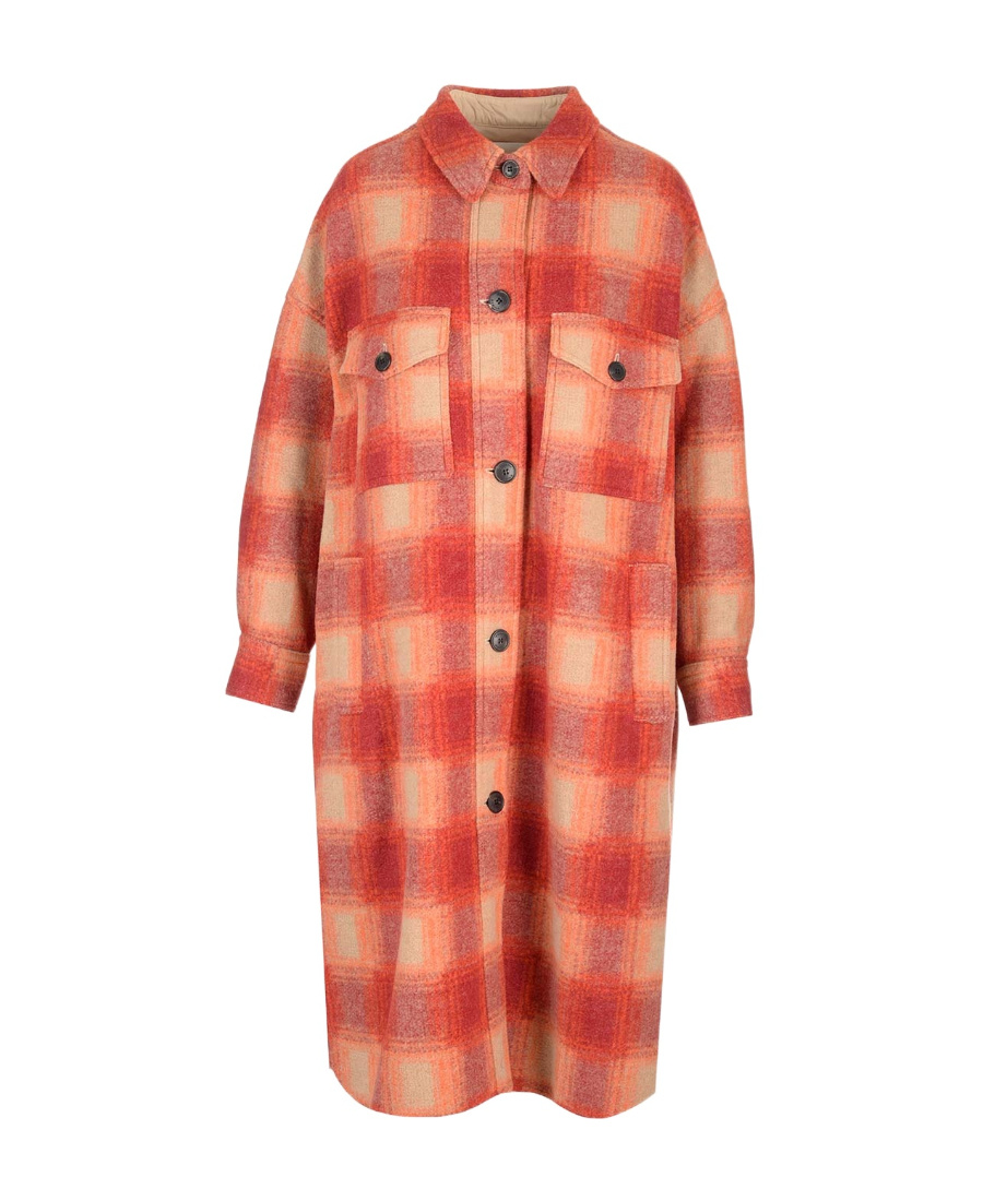 Shop Isabel Marant Étoile Plaid-check Flannel Midi Coat In Red