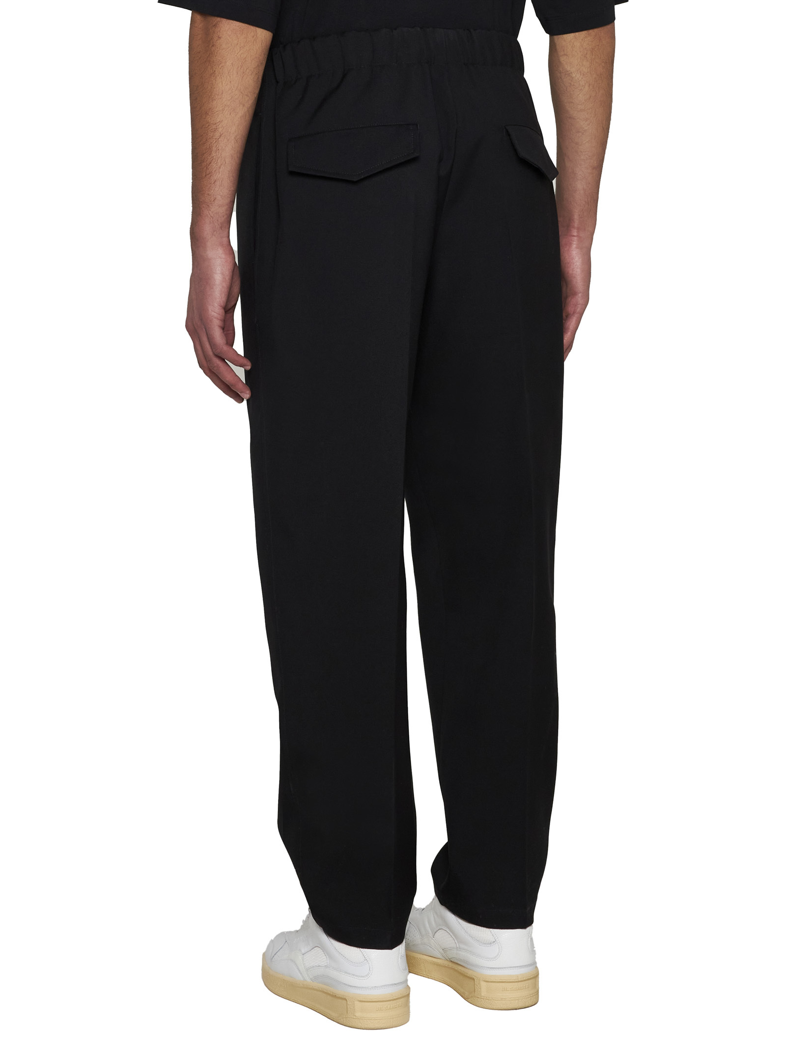 Jil Sander Elasticated-waist Tapered Trousers In Black