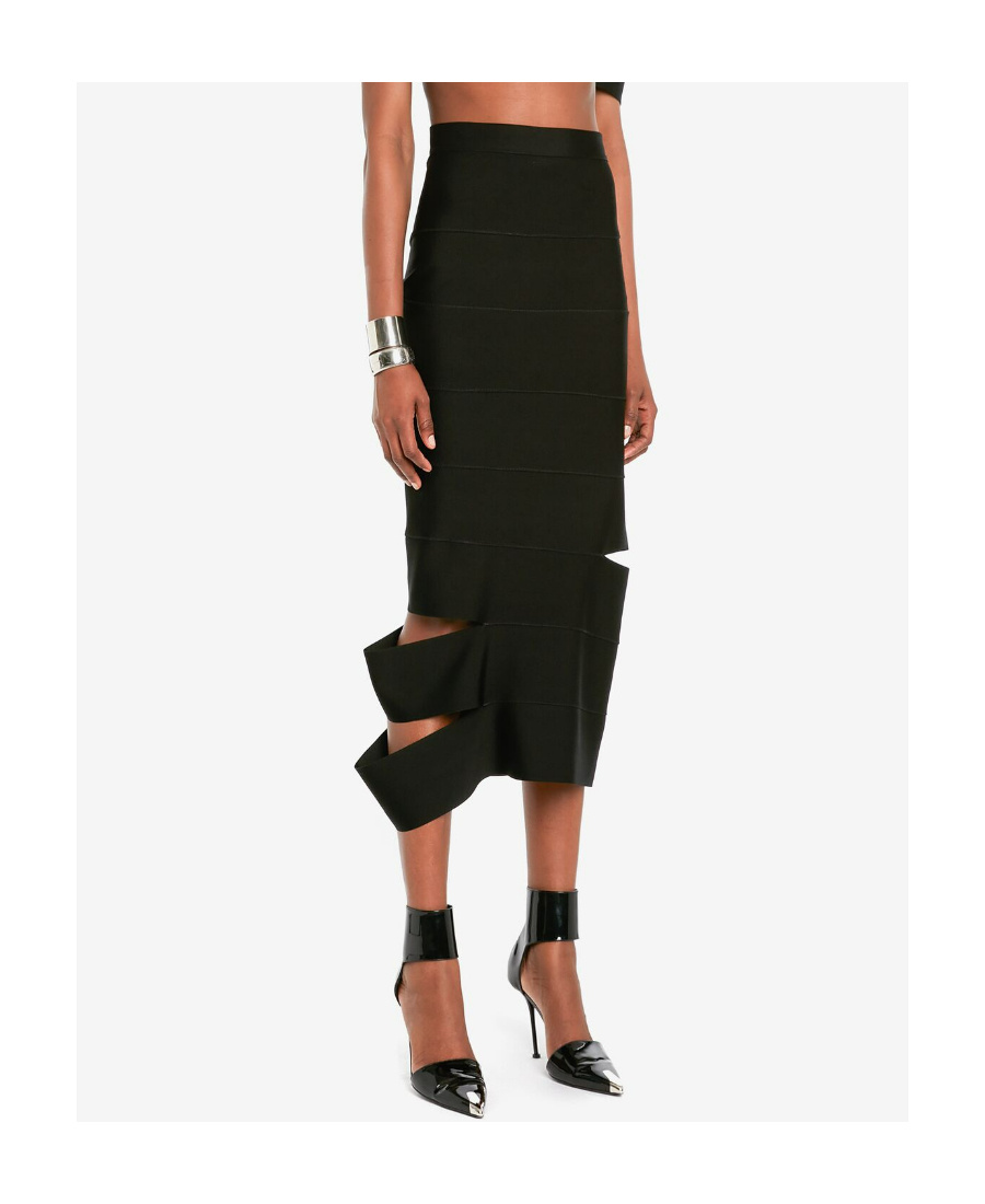 Alexander Mcqueen Bandage Pencil Skirt In Black