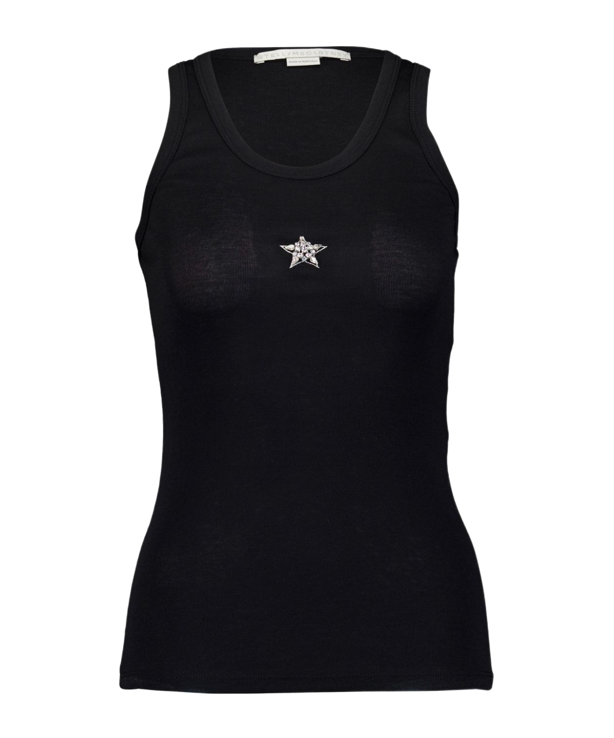 Stella Mccartney Star Appliqué Ribbed Tank Top In Black