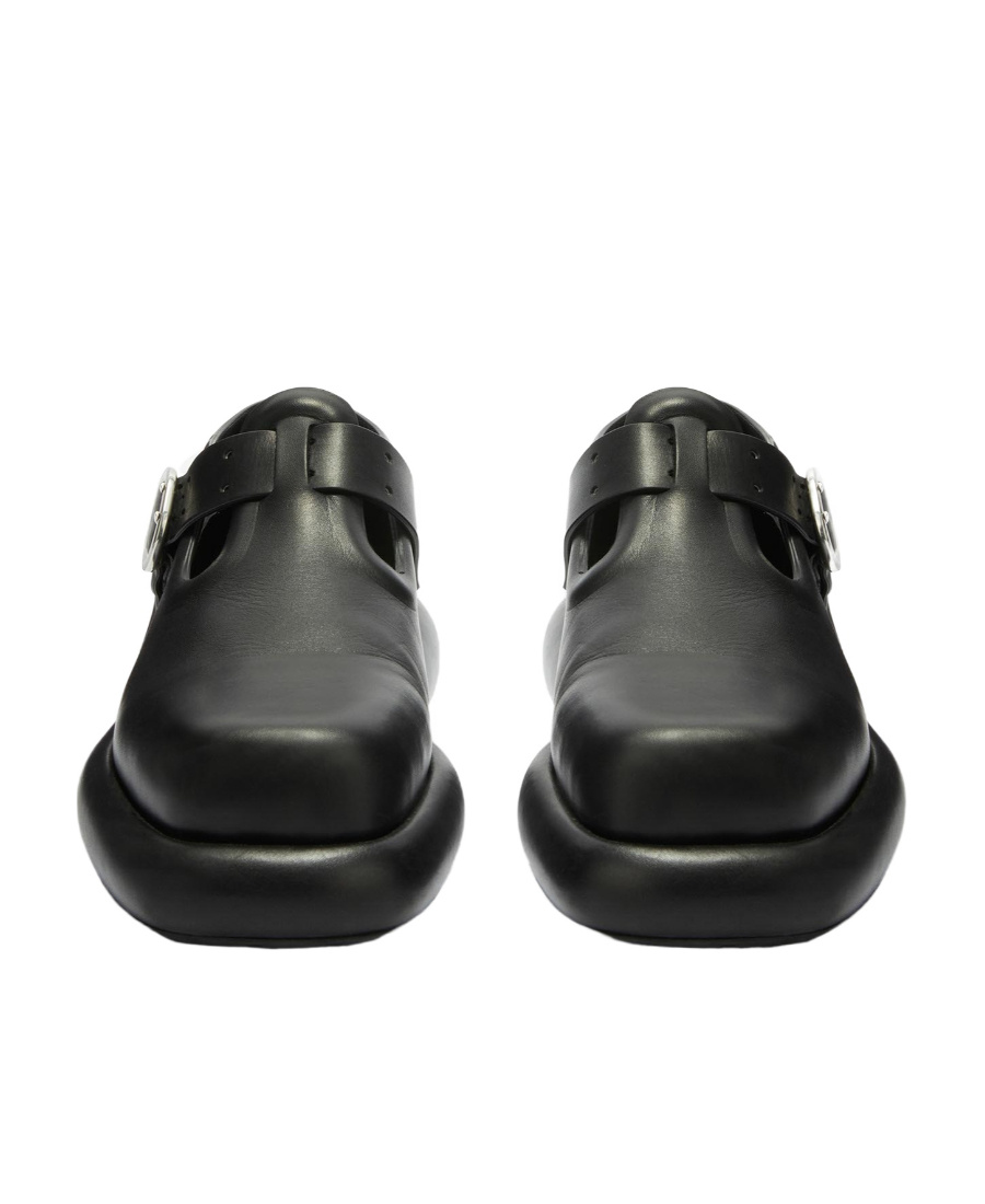 Jil Sander Leather Buckle Loafers Peculiar Sole In Black