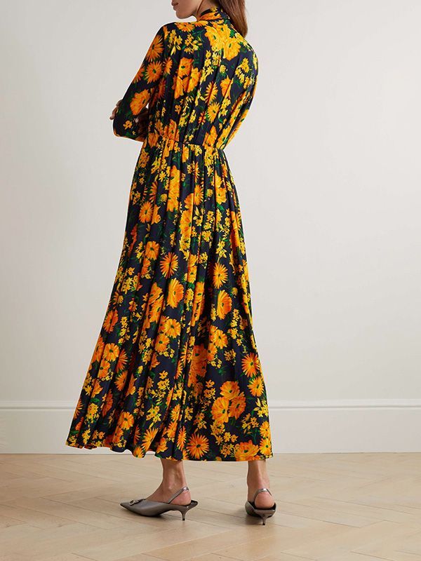 Balenciaga Layered Floral-print Stretch-jersey Playsuit In Black