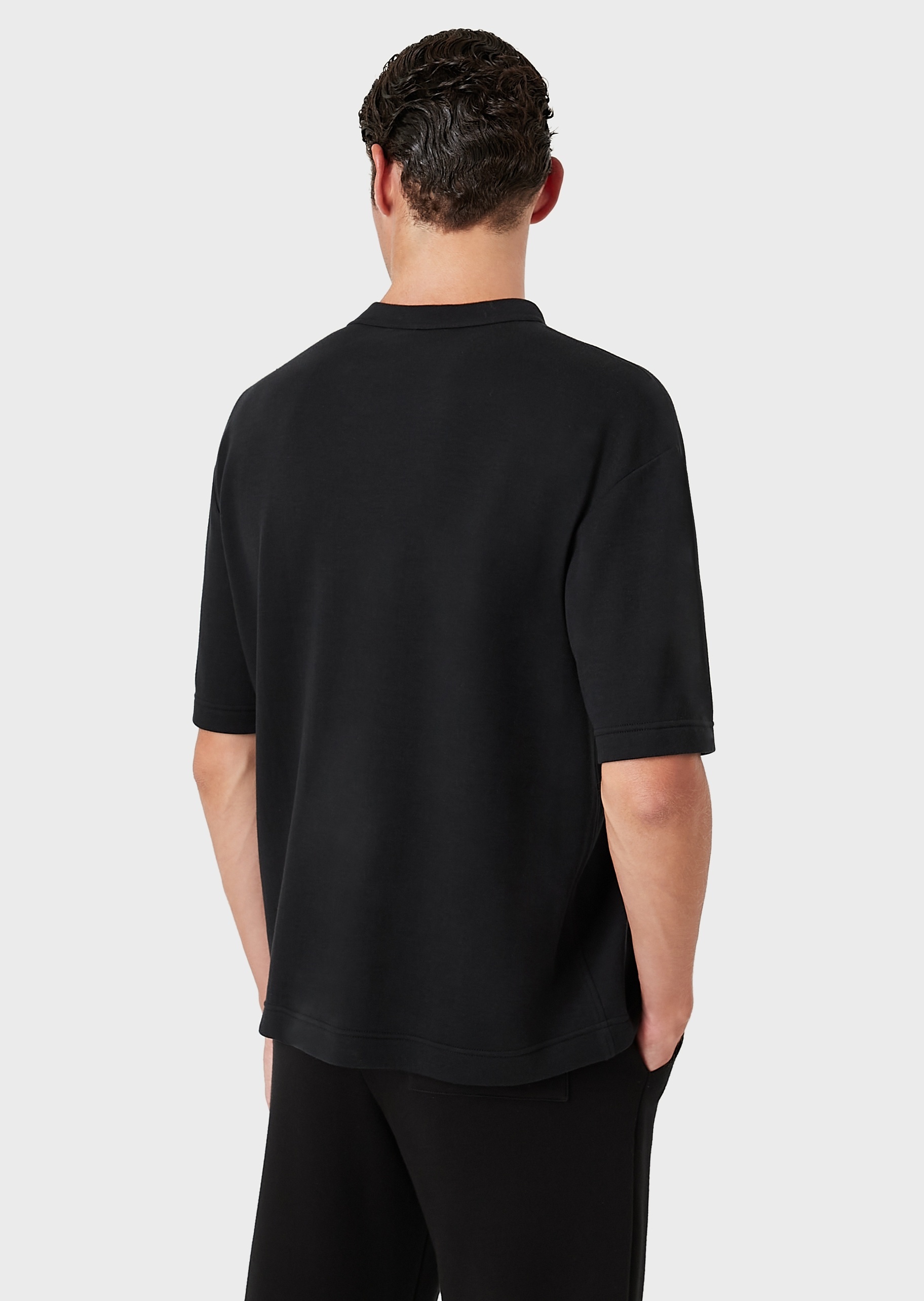 Giorgio Armani Embroidered Tiger Logo T-shirt In Black
