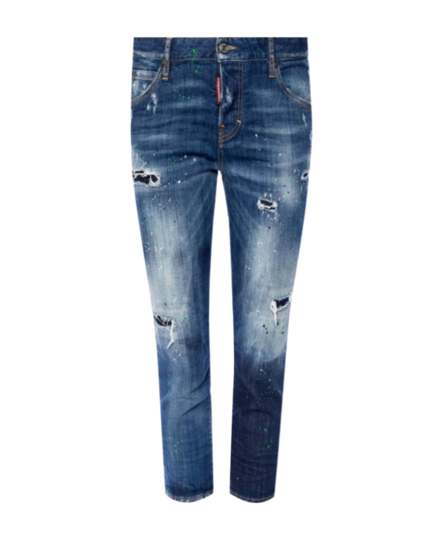Dsquared2 Ripped Skinny Crop Jeans In Blue