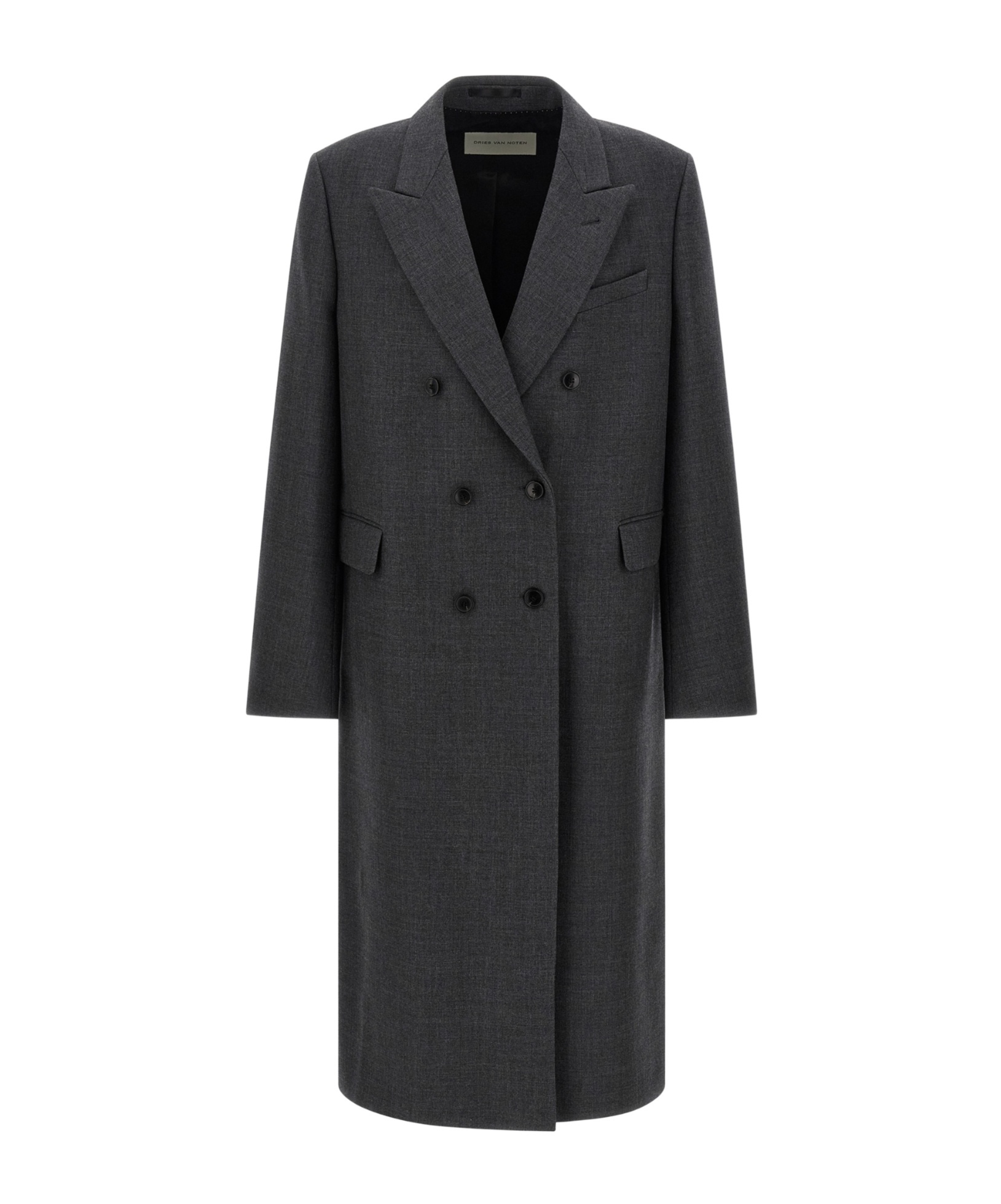 Dries Van Noten Double-breasted Coat Featuring Flap Pockets In Gray