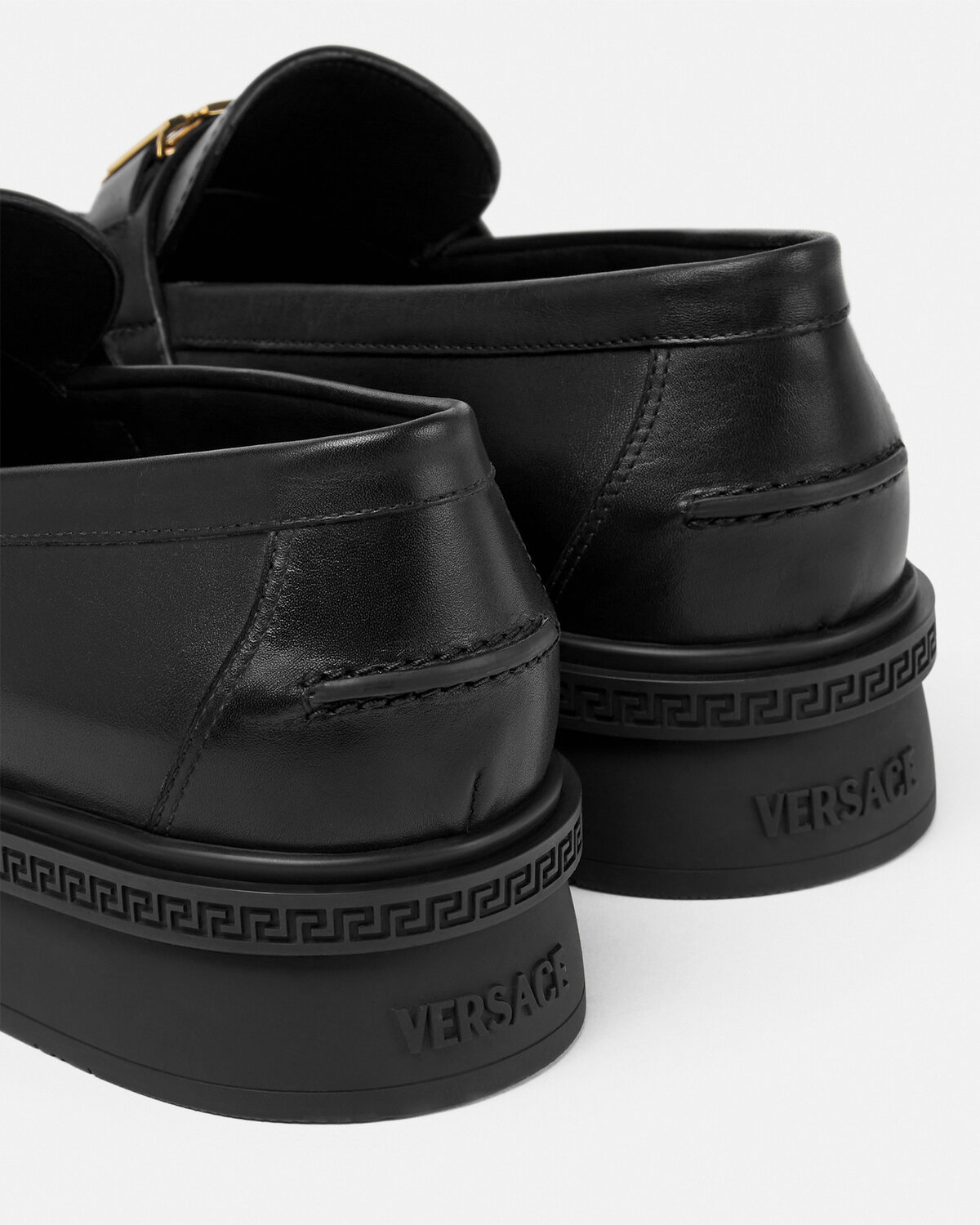 Versace Greca Loafers In Black
