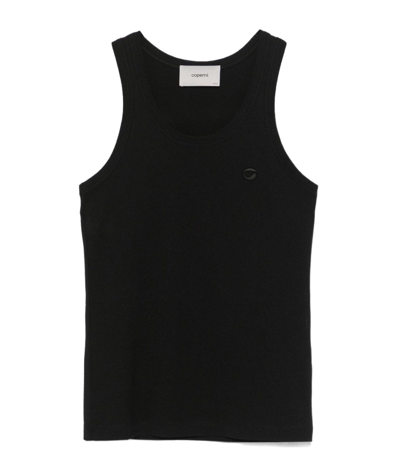 Coperni Round Neck Sleeveless Top With Ribbed Texture In Black
