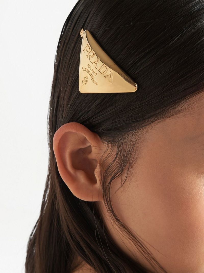 Prada Logo Hair Ornaments In Yellow