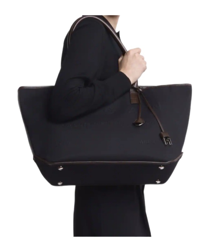 Hogan Script Shopping Bag Medium In Black