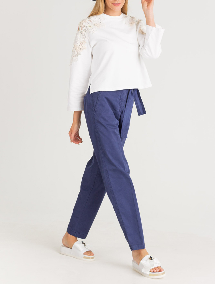Twinset T-shirt With Round Neck And Long Sleeves In White