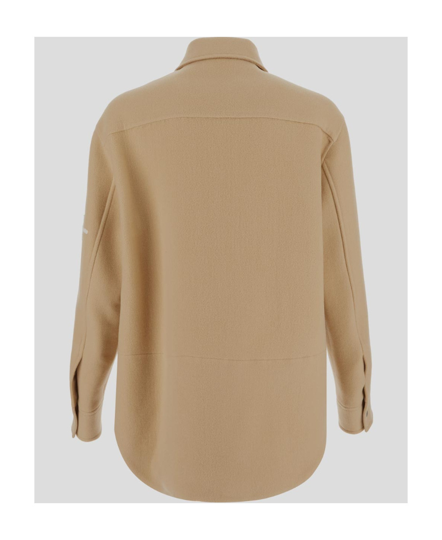 Jil Sander Logo-embroidered Virgin-wool Jacket In Nude