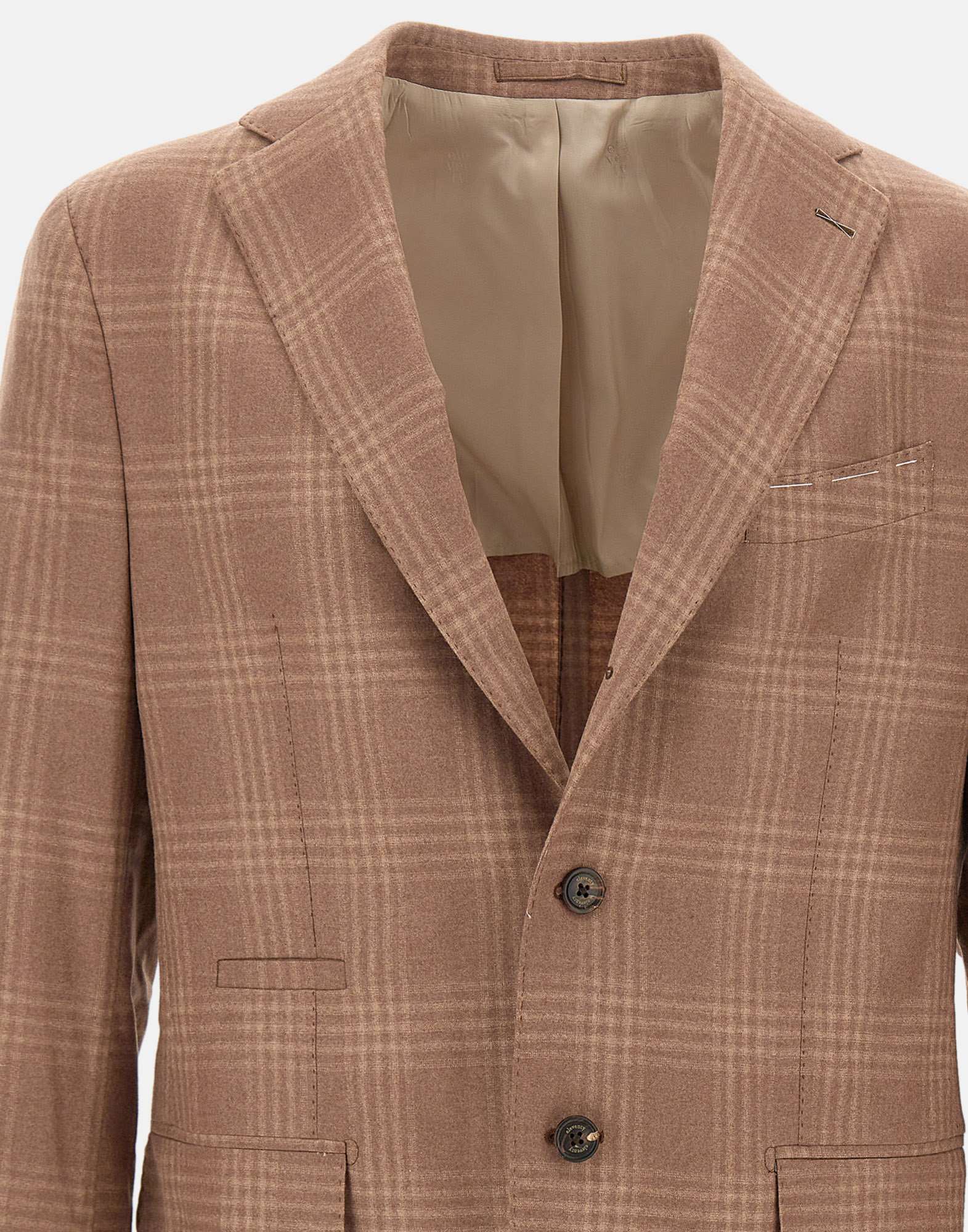 Eleventy Single-breasted Checked Blazer In Brown