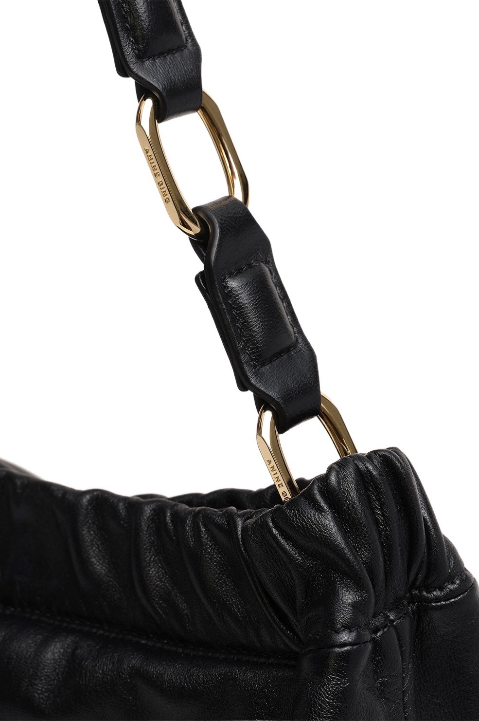 Shop Anine Bing Kate Leather Shoulder Bag In Black