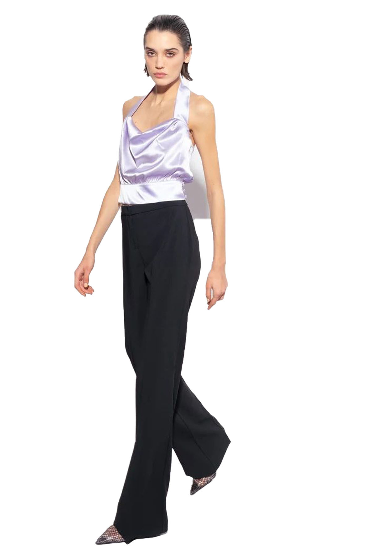 Pinko Wide-leg High Waist Trousers With Side Pockets In Black