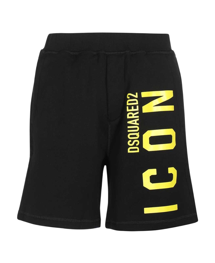 Dsquared2 Vertical Icon Print Jersey Sweat Shorts In Black