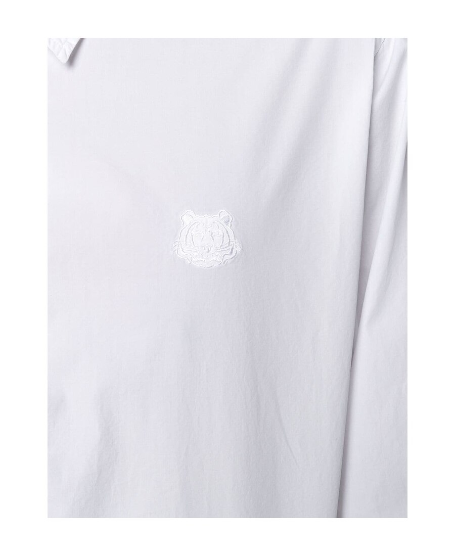 Kenzo Tiger Embroidered Button-front Shirt In White