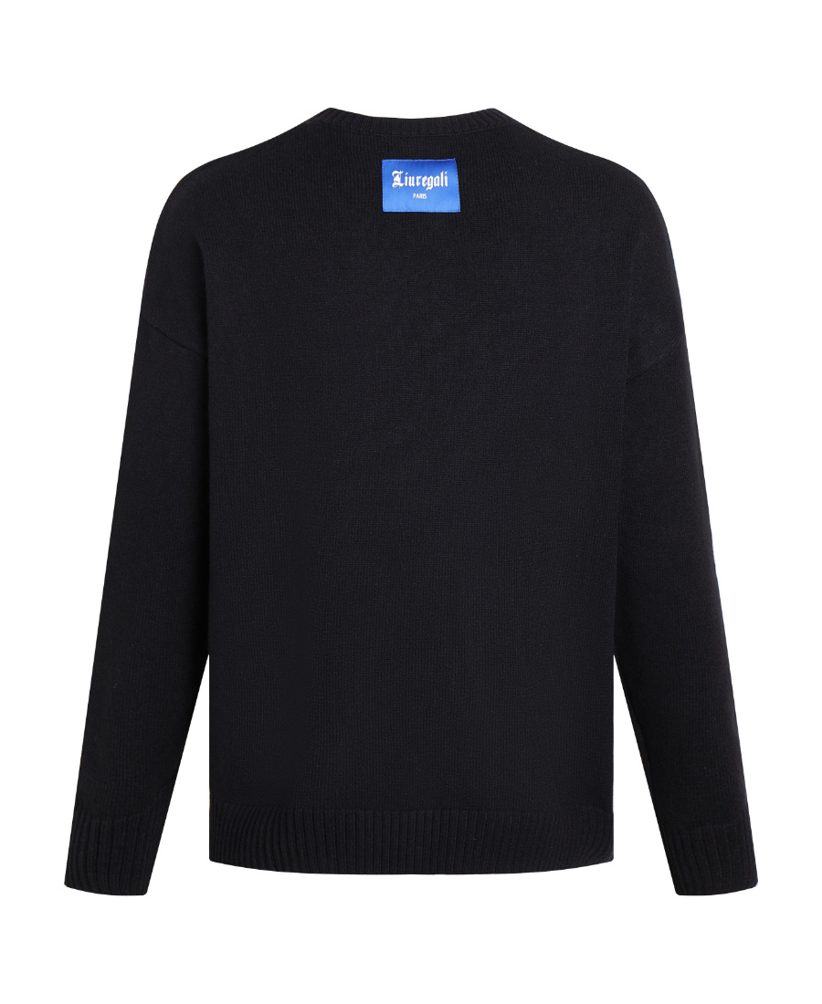 Liuregali Earth Jacquard Pattern Pullover In Black