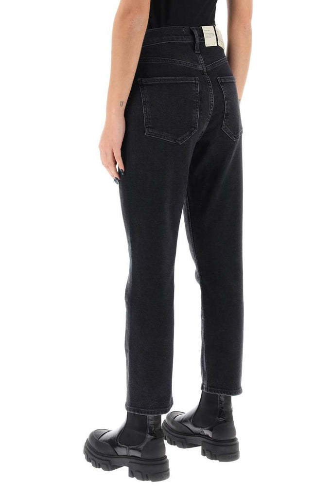 Agolde Riley Straight-leg Cropped Jeans In Black