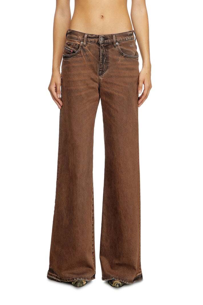 Diesel 1978 D-akemi Wide-legged Jeans In Brown