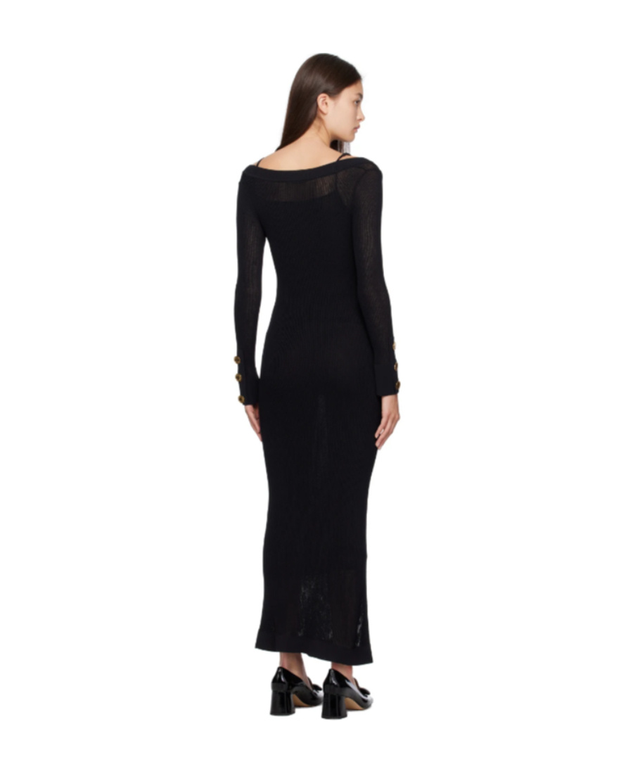 Moschino Long-sleeved Round-necked Dress In Black