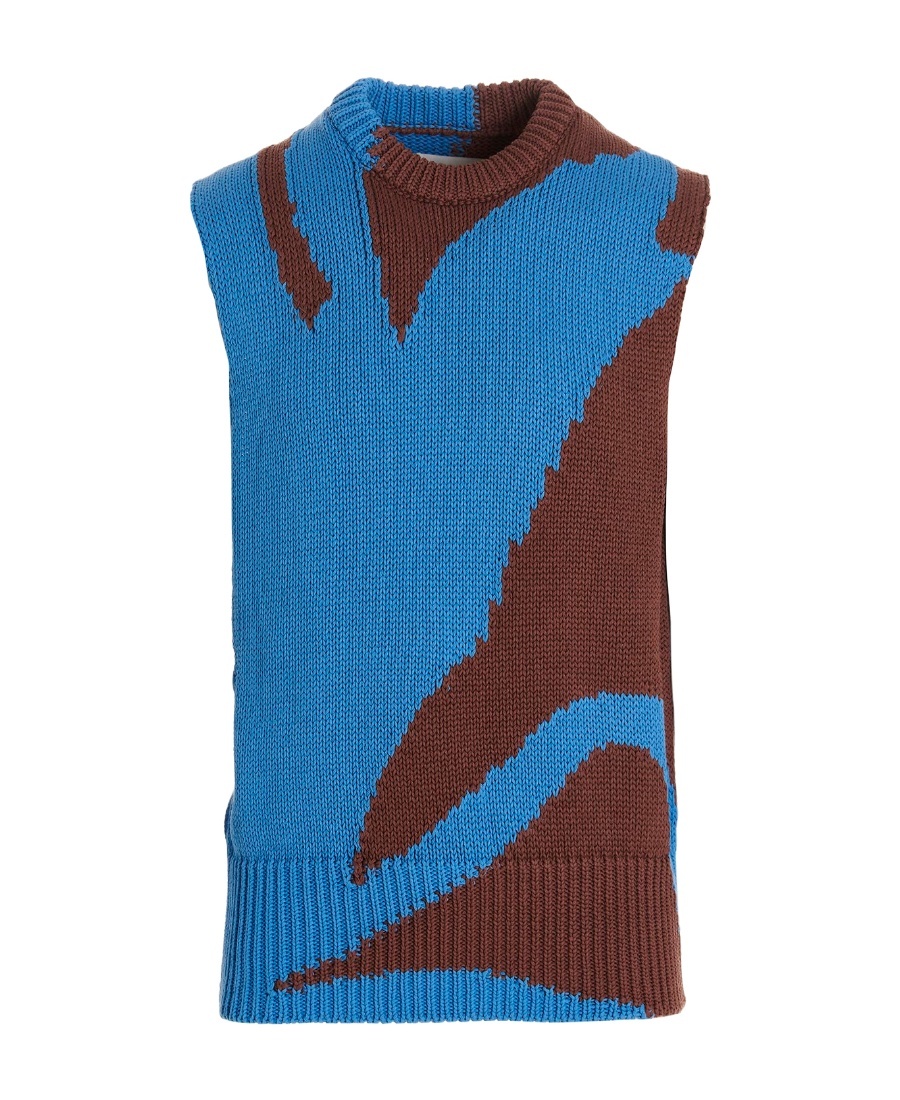 Jil Sander Colorblock Vest In Blue