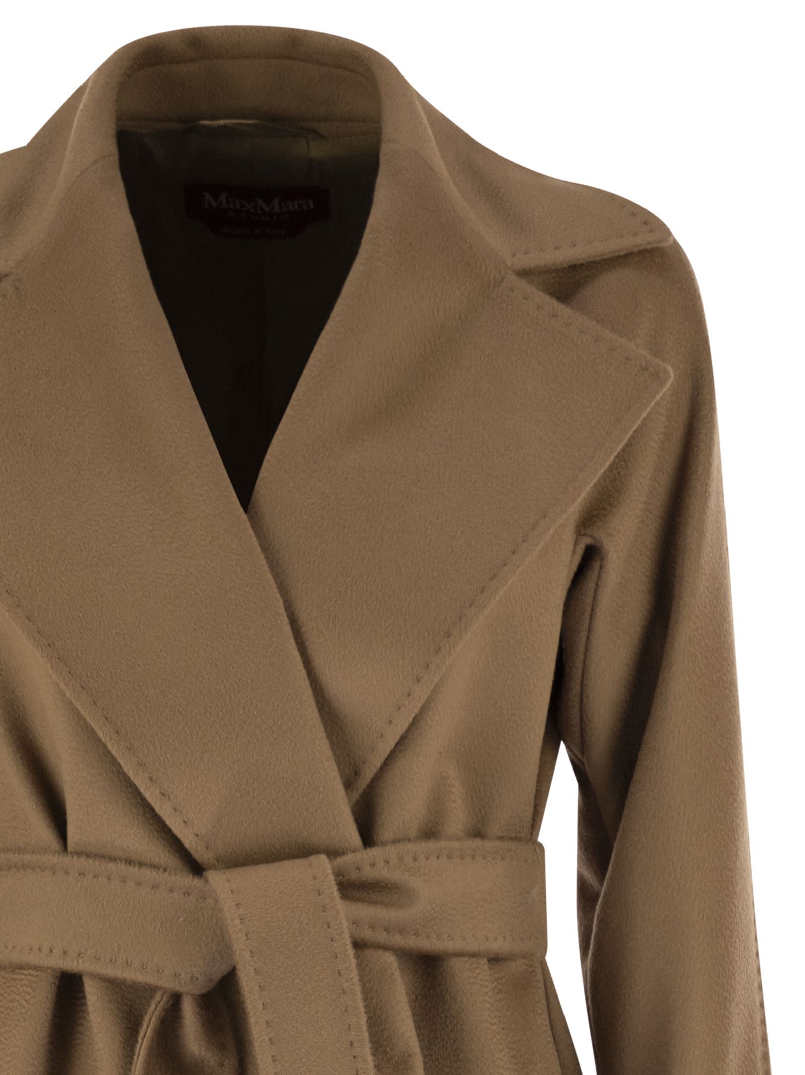 Max Mara Lapel Long-sleeved Coat In Brown