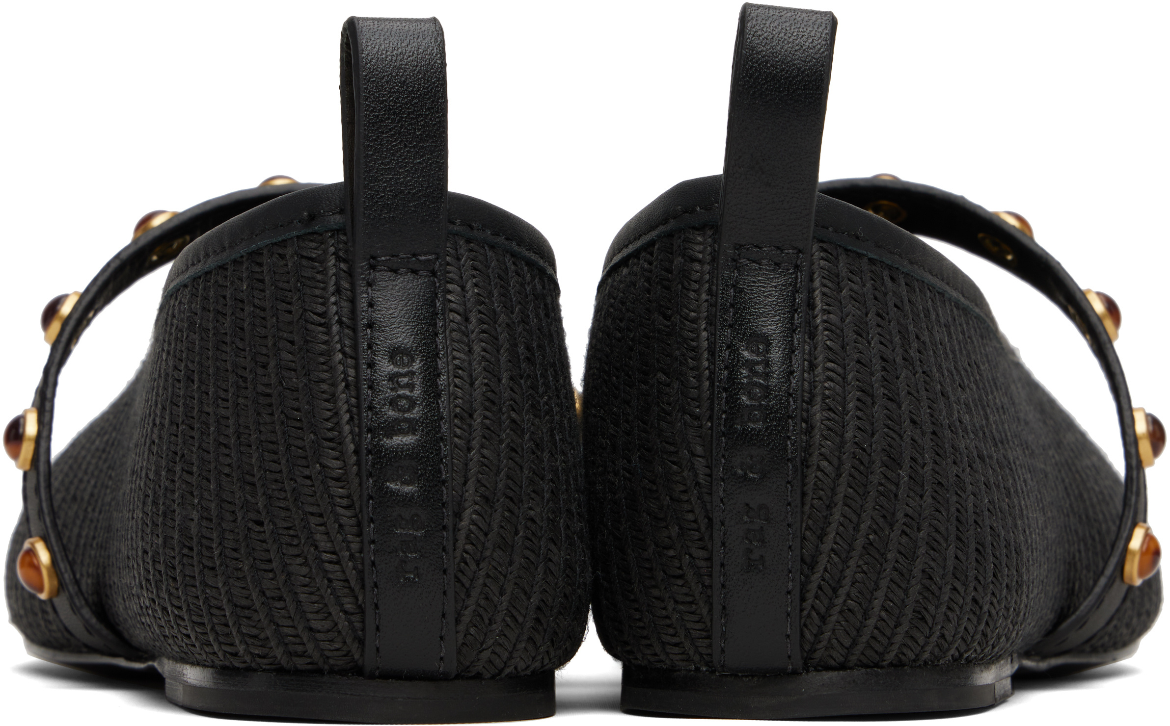 Rag & Bone Spire Straw Mary Jane Ballet Flats In Black
