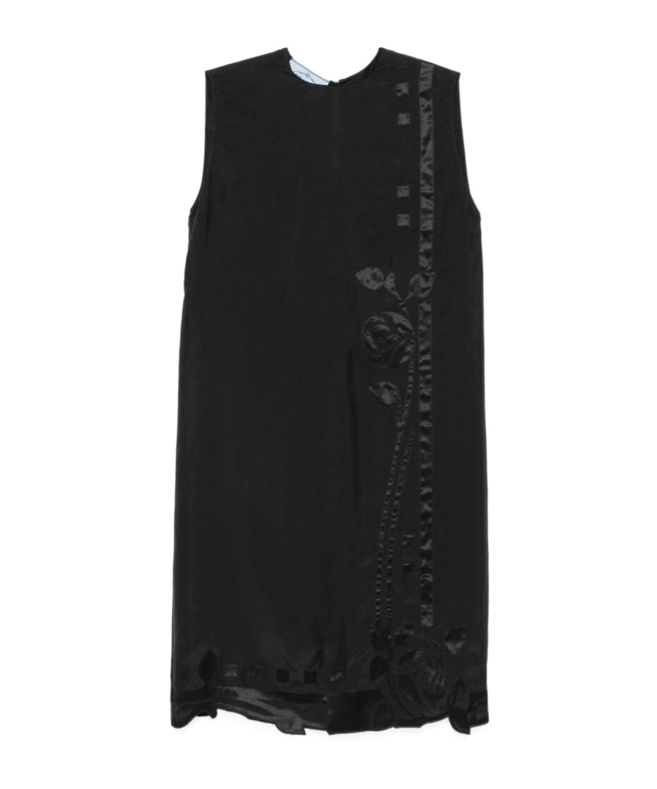 Prada Midikleid Mit Blumenapplikation In Black