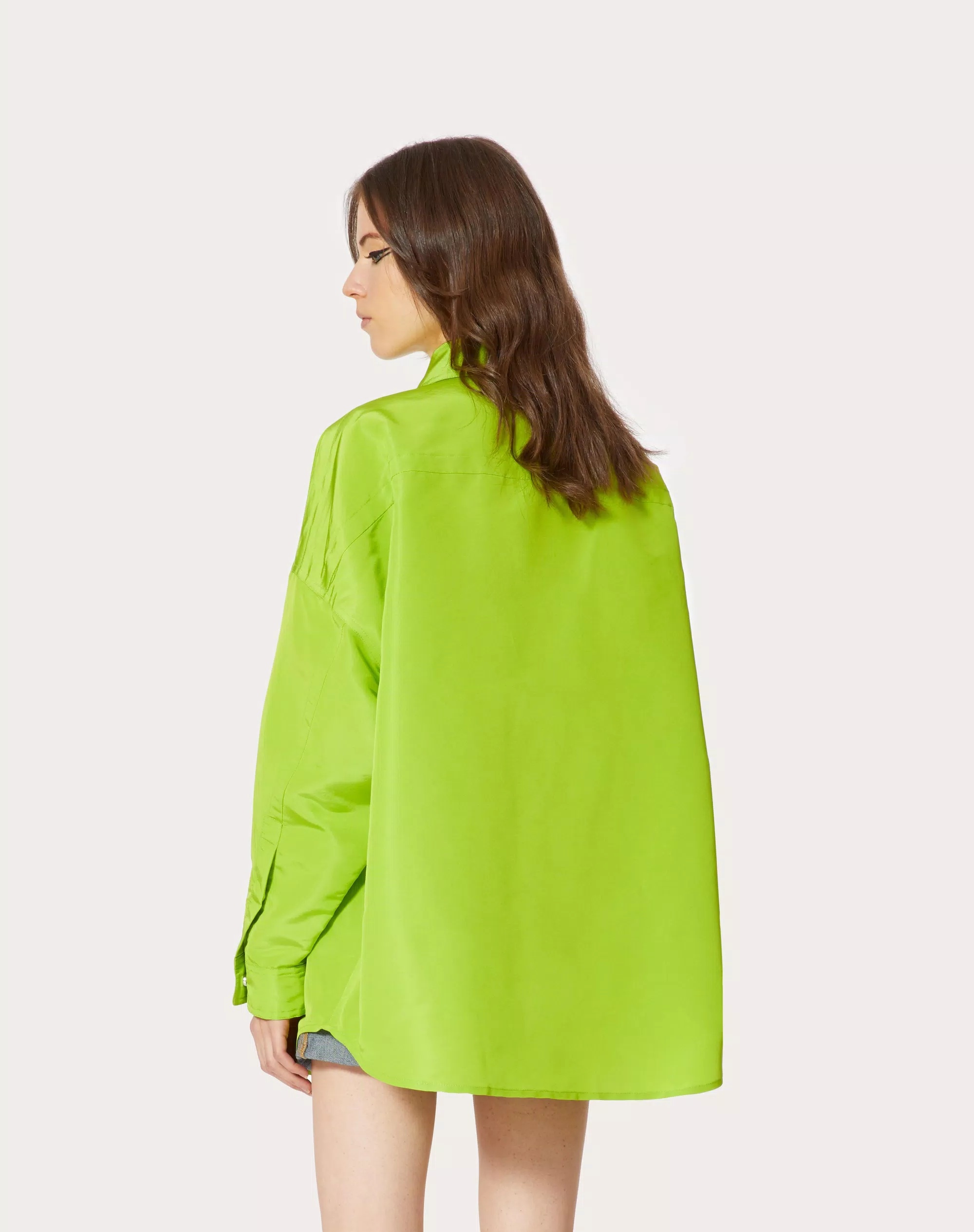 Valentino Oversized Silk Shirt In Green