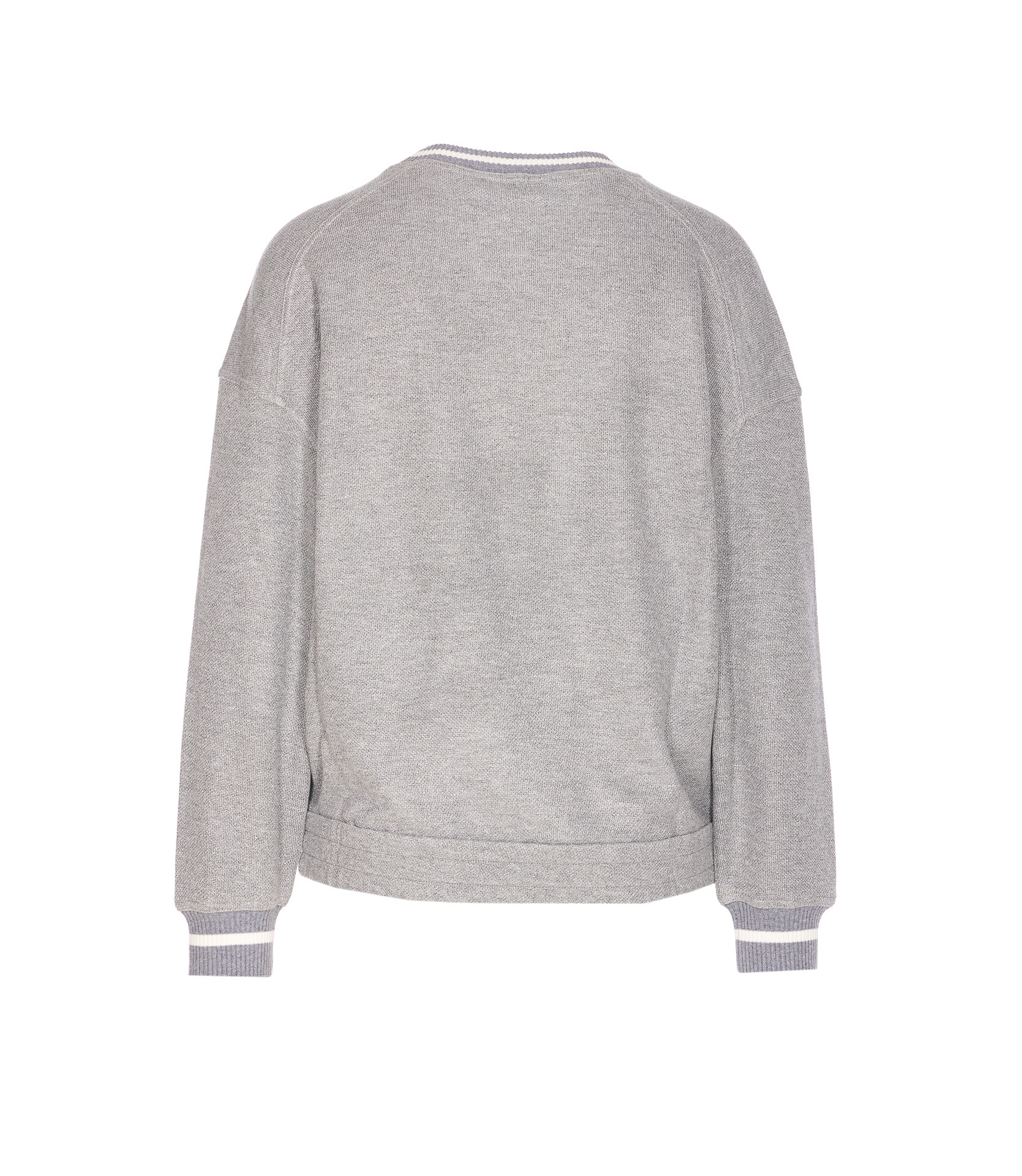 Brunello Cucinelli Grey Embroidered Logo Sweatshirt In Gray