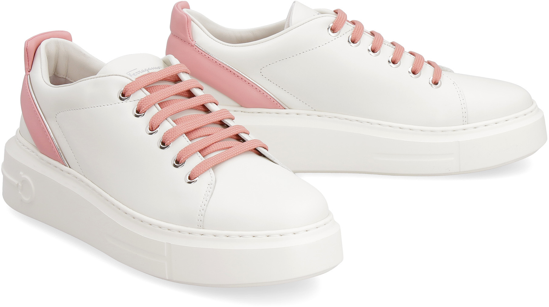 Ferragamo Lace Up Casual Shoes In White