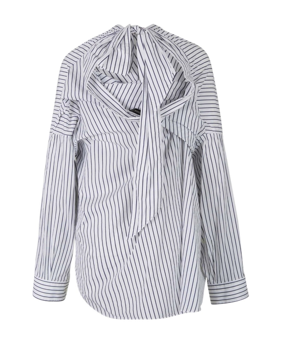 BALENCIAGA BOW-DETAIL STRIPED SHIRT