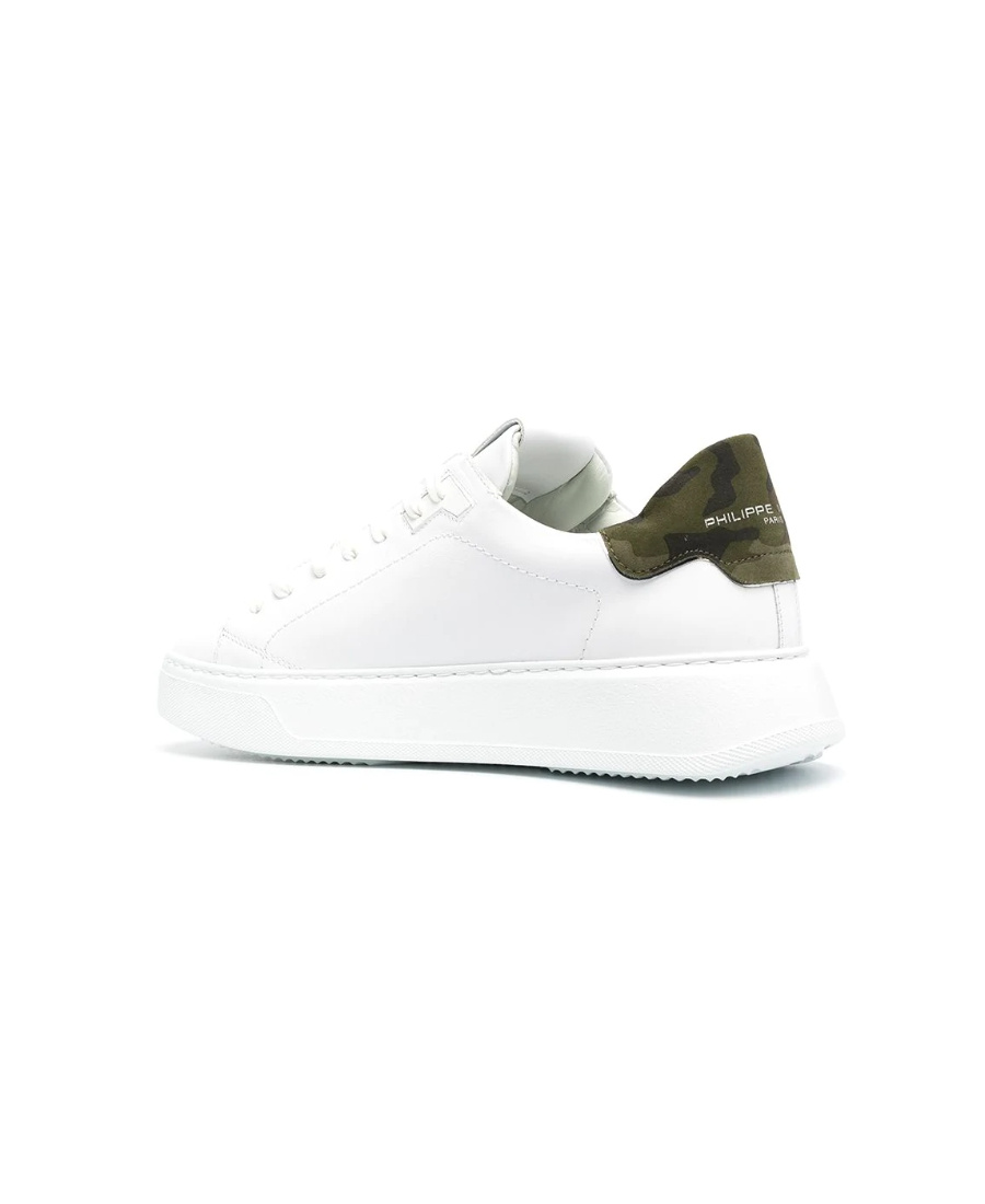 Philippe Model Tres Temple Low In Black And White Leather In White