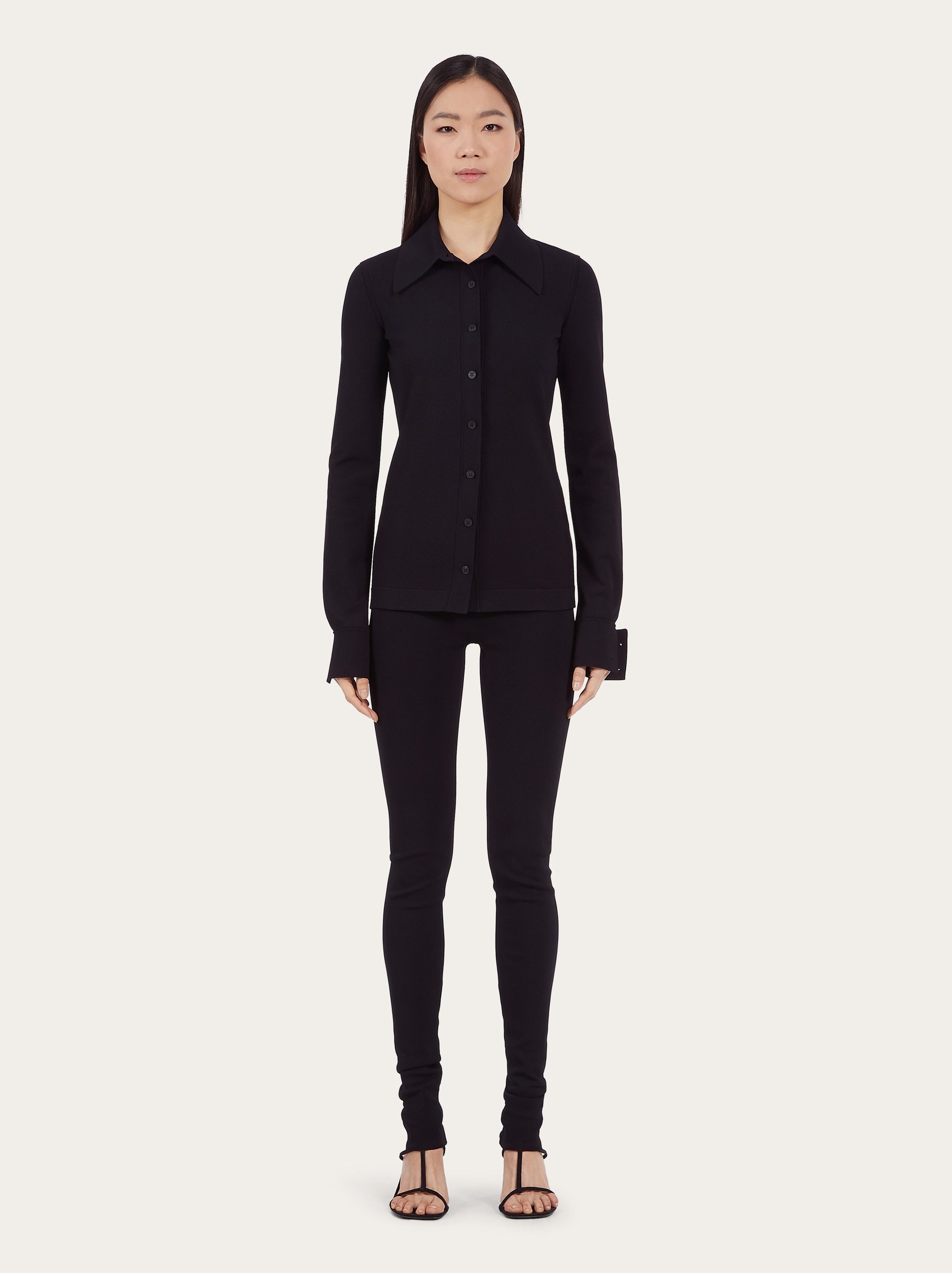 Ferragamo Long-sleeved Shirt In Black